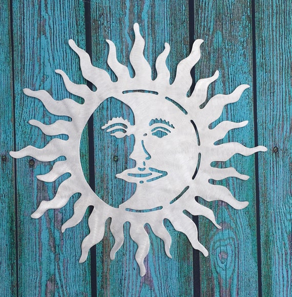 Metal Sun and Moon wall art indoor outdoor aluminum