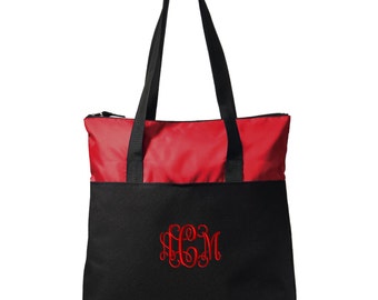 Zippered Tote Bag - Monogrammed. Monogrammed Zippered Tote. Monogrammed Gift. Monogram Tote Bag. Monogrammed Handbag. SM-BG407