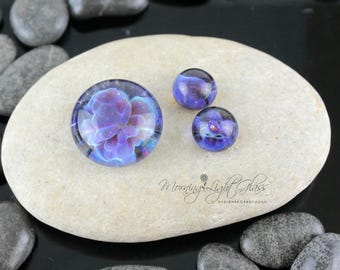 Purple Passion Set - Lampwork Glass Cabochon - 17mm - Jewelry Making Supply