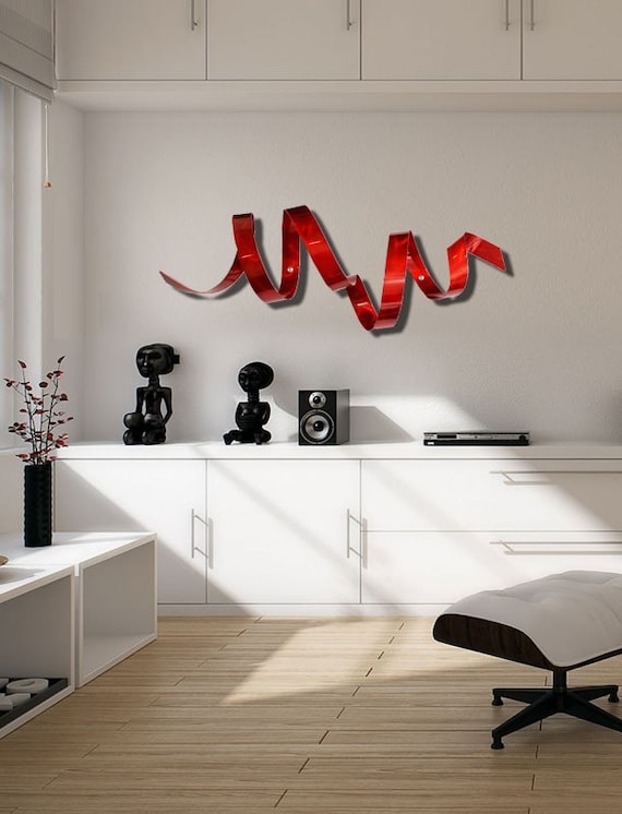 Rouge Twist Sculpture murale intérieur extérieur métal Wall