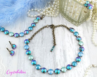 Blue Necklace, Crystal Necklace, Statement Necklace, Chunky Necklace, Swarovski Necklace, Fashion Necklace, Swarovski Jewellery, Trendy.