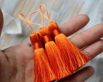 Dark Orange Tassel, Orange Tassel, Orange Silk Tassel, Mini Tassel, Orange Small Tassel, Jewelry Tassels, Small Tassels, Dark Orange, AB034
