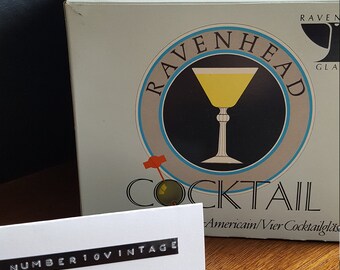 Set of four vintage martini glasses in original box