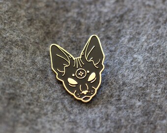 New Moon Sphynx Cat Enamel Pin, Lapel Pin