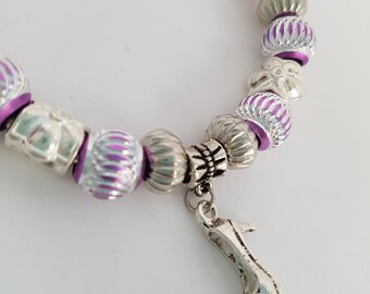 High Heel Charm Bracelet - Purple and Silver - Gifts under 20 - Valentine's Birthday Christmas Teacher Gift - Gifts for Women - Mothers Day