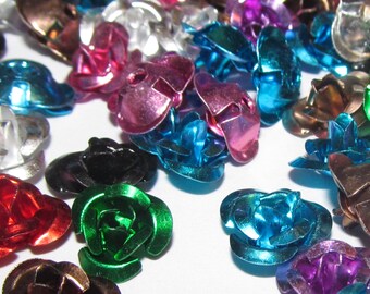 50 Aluminum Flower Beads - Mixed Colours (003)