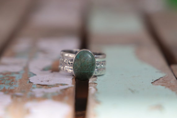 3 BAND TURQUOISE RING - Adjustable - One of a kind - Sterling Silver - Navajo Jewellery - Stack ring - December Birthday - Birthstone - Gift