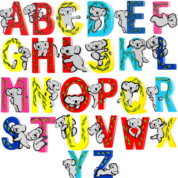 Koala Wooden Alphabet Letters for Children Names on Doors or