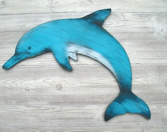 Rustic Dolphin, Nautical Wood Sign, Ocean, Coastal, Cottage Decor, Shabby Chic, Kids room