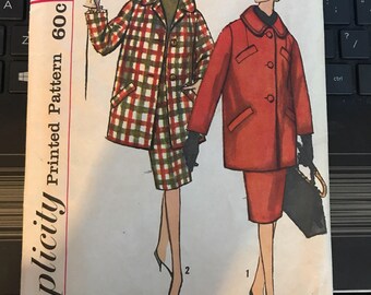 Vintage 60s Simplicity 3622 Slenderette Coat and Skirt Pattern-Size 14 (34-26-36)