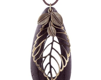 vintage leaf woman statement necklaces & pendants - long Necklace wood