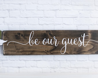 Be Our Guest Wood Sign, Rustic Farmhouse Wooden Sayings Wall Décor, Guest Room Wall Decor