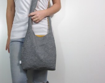 black linen hobo bag. choose large or medium handbag with shoulder or crossbody strap. stylish purse.