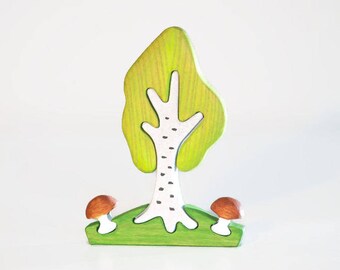 WALDORF Tree toy Birch tree Wooden Tree Toy Tree figurine Woodland set puzzle