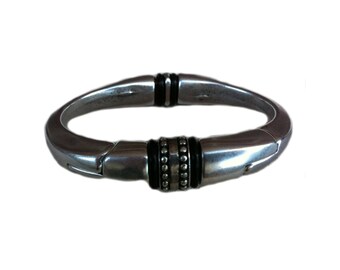 The Warrior - Man - Woman Thick Heavy Metal Bracelet - Cuff 7.0" wrist - Antique Silver Magnetic Cuff.