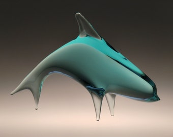 Bohemian Czech Art Glass Dolphin Fish