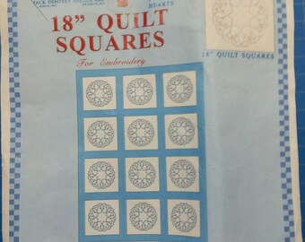 Jack Dempsey Needle Art 18" Quilt Blocks for Hand Embroidery Starburst of Hearts (#45)