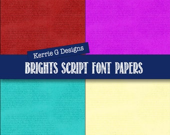 Bright rainbow digital paper pack, scrapbooking, script font Downloadable digi paper,patterned paper, blues, orange purple, green pink