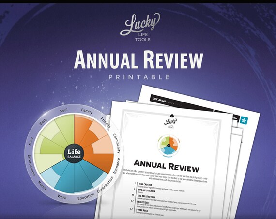 Annual Year-end Review (Personal) 14-page PDF Printable, 8.5 x 11 (Letter Size), Binder format