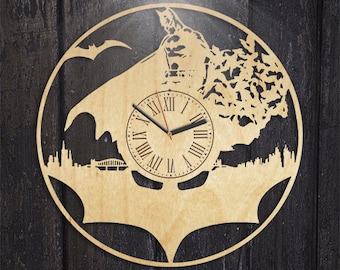 Batman Gift For Kids, Wooden Wall Clock, Gift For Boy, Batman Wood Wall Clock, Handmade Wood Wall Clock, DC Comics Art, Wall Clock Modern