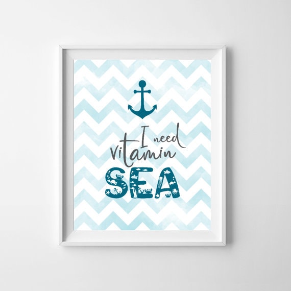 Vitamin Sea, Sea Nursery Print, Nursery Blue Print, Anchor Print, Ocean Print, Nautical Nursery Decor, Boys Room Wall Art, Digital Print