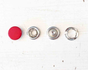 Snaply 10 jersey Press Studs closed Red