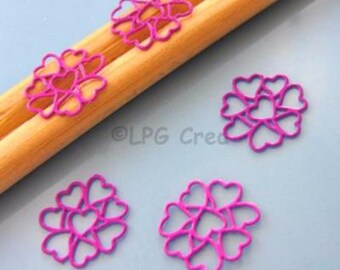 6 prints "Auxiliary Fleur" - Purple Fuschia - Diam: 12mm # 34