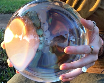 200mm GAZING SPHERE Crystal Clear Orb Magic Scrying 8" Inch Gemstone Mineral Metaphysical Fortune Teller Ball