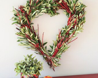 Valentine's Day Heart Wreath | Winter Wreath for Front Door | Wreaths for Winter | Heart Shape Wreaths | Valentine's Day Gift | Housewarming