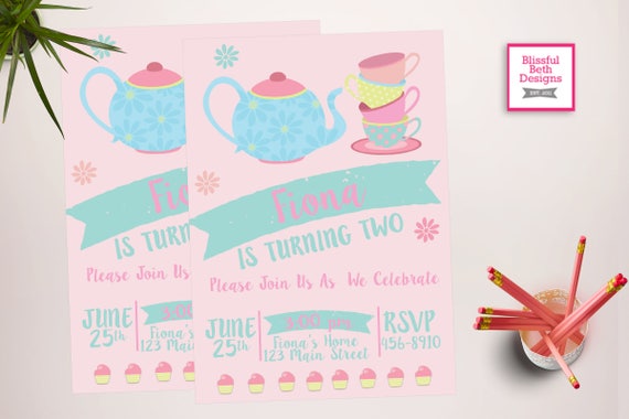 modern tea party tea party birthday invite printable tea