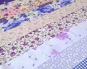 10 x Lusicious Lilac Fabric Jelly Roll Strips Polycotton Patchwork Quilting