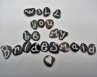 will you be my Bridesmaid beach pebble gift in a box