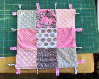 Minky tag lovey blanket.