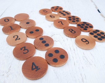 Number matching game, Memory game, Math game, Montessori math, Waldorf math, Wooden educational game, Toddler gift, Busy bag
