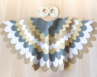Barn Owl Costume Kids Bird Costume Barn Owl Mask and Wing Cape Owl Toddlers Costume Barn Owl Halloween Costume for Boys, Costume for Girls