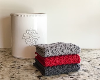 Modern Kitchen Decor - Crochet Dishcloth Set - Kitchen Towels - Knit Dishcloth - Cotton Dishcloth - Crochet Washcloth - Housewarming Gift