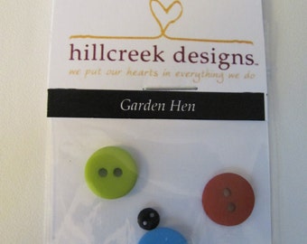Garden Hen Button Pack from Hillcreek Designs B231-QDD