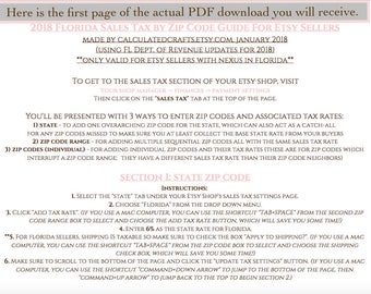 2018 Florida Sales Tax SETUP Guide For Etsy Sellers // Digital Download Giving Zip Codes & Sales Tax Rates // Etsy Shop Tax Spreadsheet