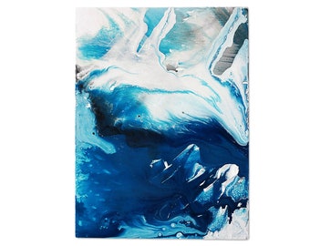 Modern Art - Cobalt Blue, Teal and Silver Lagoon - Original Textured Mixed Media Painting