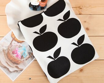 Cotton Fabric Big Black Apple By The Yard