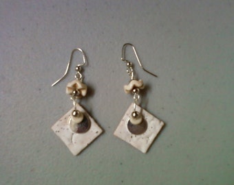Bone White Ceramic Earrings (1010)