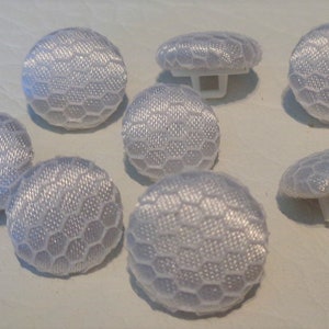 White Tulle & Satin Covered Buttons x 10 Wedding Bridal Couture 9mm - 14mm
