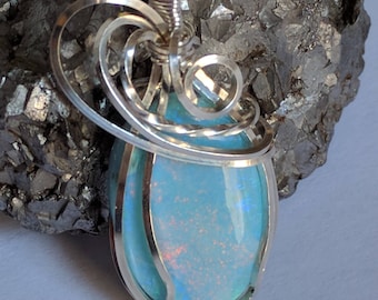 Monarch Opal sterling silver handmade pendant artisan jewelry