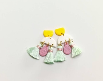 Mercy dainty sweet tassel clay statement earring