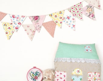 Pastel Petite Shabby Chic Fabric Bunting, Banner, Garlands (set of 2)