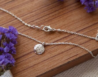 Tiny Silver Necklace, Gift, Tiny Silver Coin Necklace, Hammered Silver Disk Necklace, Tiny Silver Disk, Simple Necklace, Everyday Silver