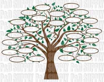 Family Tree 24 SVG, DXF Digital cut file for cricut or Silhouette svg, dxf - 24 Circles for Family Members