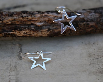 Star Earrings, Silver Star Earrings, Drop Earrings , Bridesmaid Gift, Sterling Silver Earrings, Silver Jewelry, Silver Earrings
