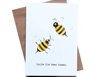 Food Pun Greeting Card for Him Her I Love You Birthday Anniversary Boyfriend Girlfriend Husband Wife Bees, father's day