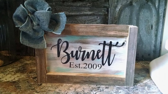Personalized Est. established year sign gift rustic country wedding christmas free shipping anniversary gift